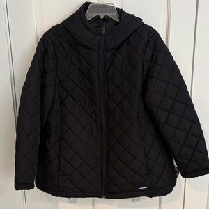 Lands' End size 1X Feather Free Hooded Black Insulated Jacket